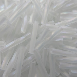 Miyuki Twisted Bugle Beads - 2mm x 12mm - Matte Crystal AB - Choice of 10, 20 or 30 grams