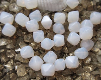 Czech Glass Bicones - 6mm - Milky White - Select 50 or 100 pcs