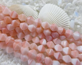 Czech Bicone Beads - 6mm - Peaches & Cream - Select 50 or 100pcs