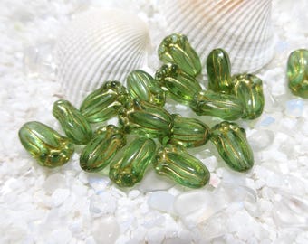 Czech Tulip Beads - Yellow Green - 11x8mm - Select 10 or 20 pcs