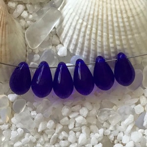 Czech Glass Tear Drop Beads - Cobalt Blue - 6 x 9 mm - Select 50 or 100 pcs