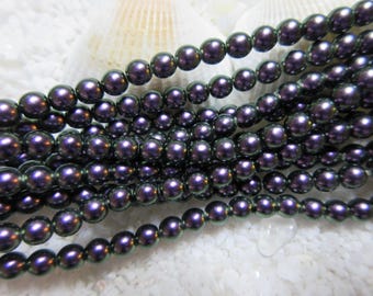 Czech Glass Pearls - 4mm - Tahitian  - Select 50 or 100 pcs