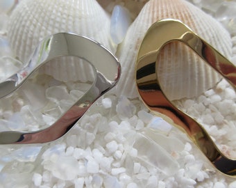 Brass Organic Wavy Oval Link/Connector - 40.5mm x 21mm - Select 2, 4 or 6 pcs - 18K Gold or Platinum    Color Plating