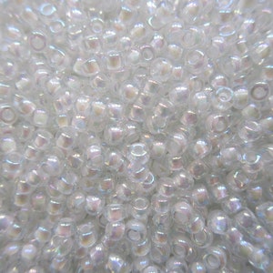 Miyuki Seed Beads - White Lined Crystal AB - Size 8/0 - 10, 15 or 30 grams