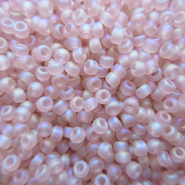 Miyuki Seed Bead - Matte Transp Pale Pink AB - 8/0 - Select 10, 20 or 30 grams