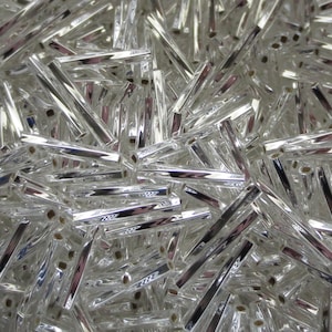 Miyuki Twisted Bugle Beads - 2mm x 12mm - Silver Lined Crystal - Choice of 10, 20 or 30 grams