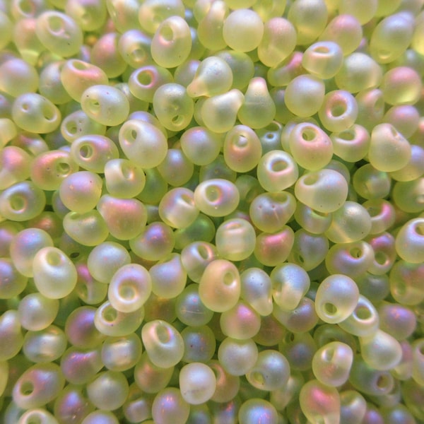 Miyuki Drop Beads - 3.4 mm -  Matte Chartreuse AB - Select 10, 20 or 30 grams