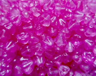 Czech Glass Bell Flower Beads - Lumi Pink - 4mm x 6mm - Select 50 or 100 pcs
