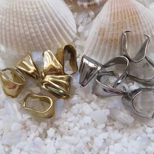 Stainless Steel Snap On Bails - Ion Plating - 9.5x7mm - Select Gold or Steel Color, 12, 24 or 36 pcs