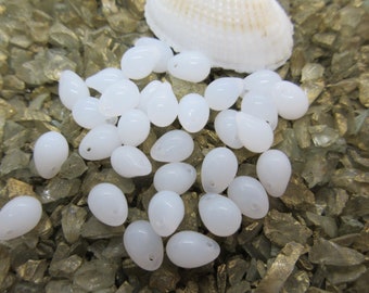 Czech Glass Tear Drop Beads - Milky White - 5x7 mm - Select 50 or 100 pcs