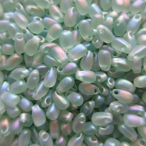 Miyuki Drop Beads - 3 x 5.5 mm - Matte Sea Green AB - 10, 20 or 30 grams