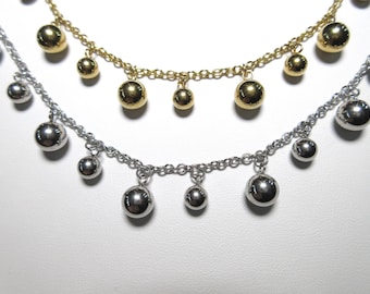 SPECIAL SUMMER ANKLET purchase - Ball Drop 9” w/1” extender. Choice of Polished Steel or Gold Color