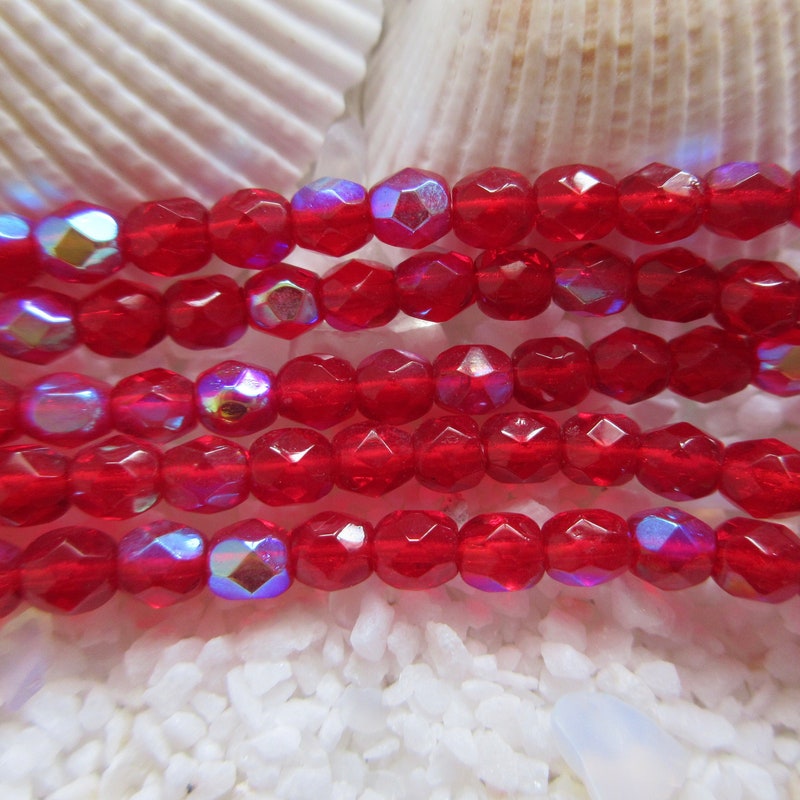 Peridot Green Coated Czech Fire Polished Round Faceted Glass Bead 14mm...