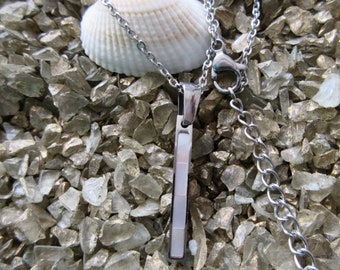 Stainless Steel Column Shell Inlay Pendant Necklace - 18 inches