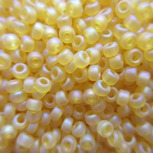 Miyuki Seed Beads - Matte Transparent Yellow AB - Size 8/0 - Select 10, 15 or 30 grams