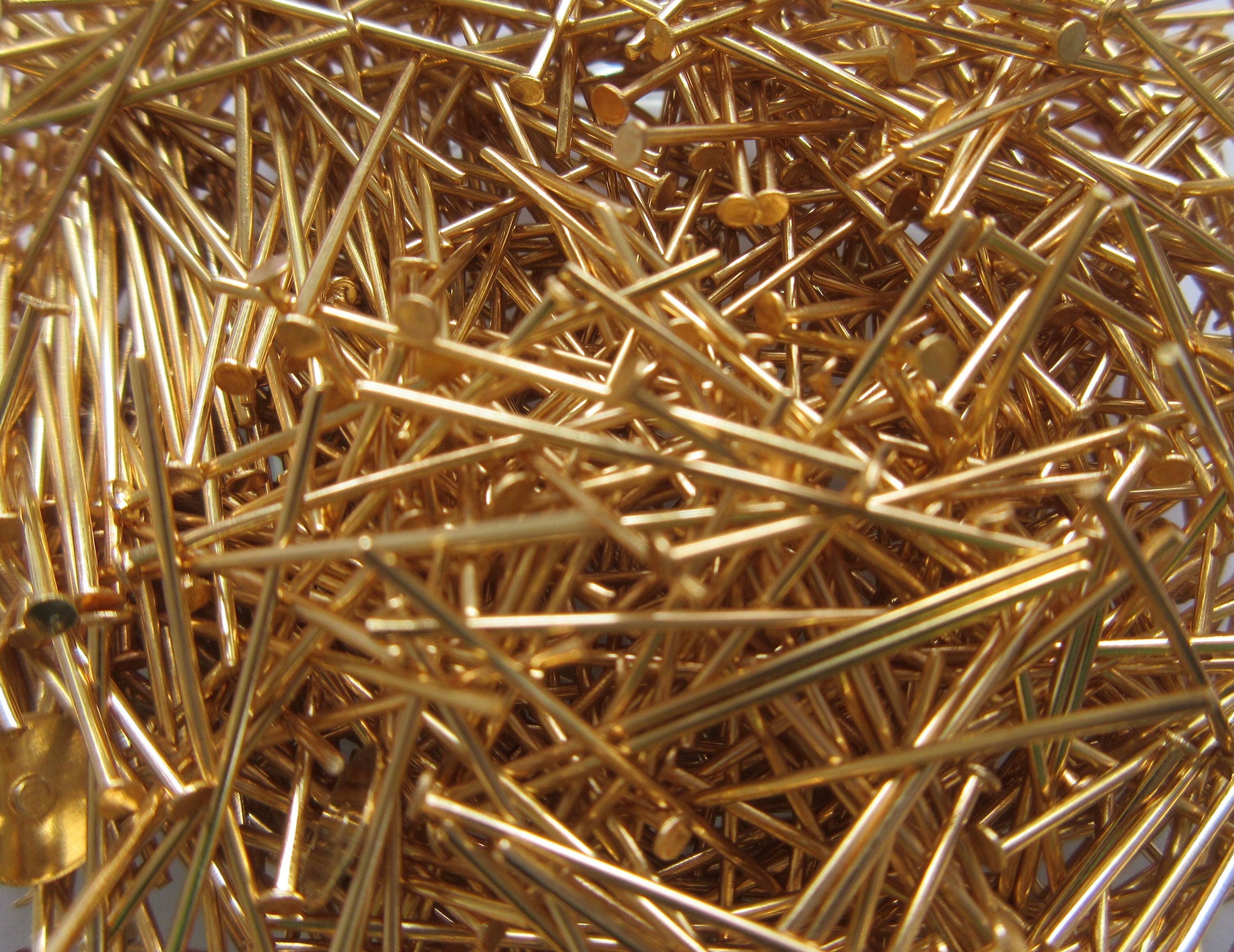 Flat Head Pins (Gold Finished/Silver Plated)