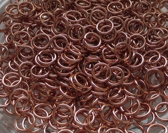Rose Gold Plated Brass Jump Rings - 6mm - Choice of 50 or 100 pcs