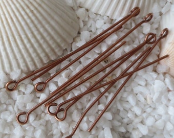 Copper Plated Brass Eye Pins  -  35mm - 50 or 100 pcs