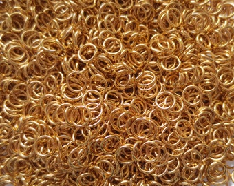 Stainless Steel 18K Gold Plated Jump Rings - 4mm - 21ga - Select 100 or 200 pcs