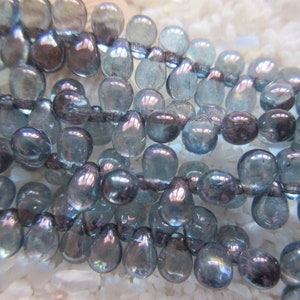 Czech Glass Tear Drop Beads - Transparent Denim Blue Luster - 4x6 mm - Select 50 or 100 pcs