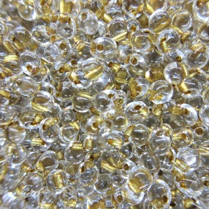 Miyuki Drop Beads - 3.4 mm -  Metallic Gold Lined Crystal - Select 10, 20 or 30 grams