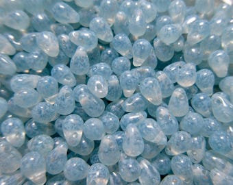 Czech Glass Tear Drop Beads - Transparent Ice Blue - 4x6mm - Select 50 or 100 pcs