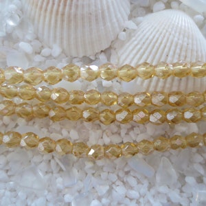 Czech Fire Polish Beads - Topaz Luster - 4mm - Select 50 or 100 pcs