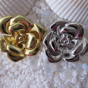 Brass Rose Flower Pendant - High Polished - 22.5mm - Select 18K Gold or Platinum Color Plating
