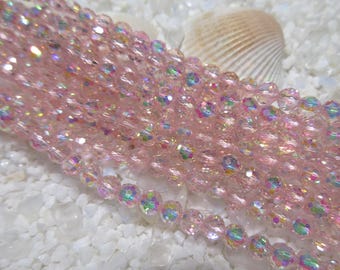 Electroplated Faceted Round Beads - 4.5mm - 14.75”  Strand (approx 95pcs) - Misty Rose