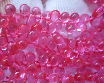 Czech Glass Tear Drop Beads - Rose - 4x6 mm - Select 50 or 100 pcs