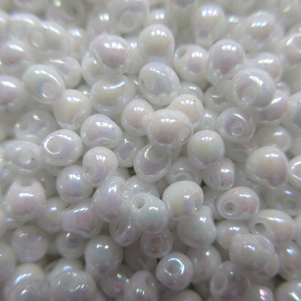 Miyuki Drop Beads - 3.4 mm -  White Pearl AB  - Select 10, 20 or 30 grams