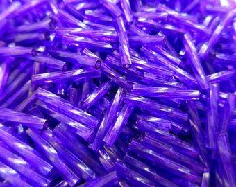 Miyuki Twisted Bugle Beads - 2mm x 12mm - Dark Purple - Select 10, 20 or 30 grams