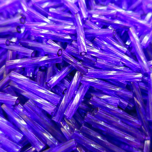 Miyuki Twisted Bugle Beads - 2mm x 12mm - Dark Purple - Select 10, 20 or 30 grams