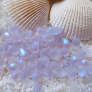 Czech Glass Tear Drop Beads - Frosted Alexandrite AB - 5x7 mm - Select 50 or 100 pcs