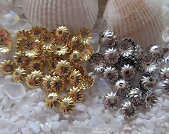 Stainless Steel Flower Bead Caps - 5.5mm - Select Color & Quanity