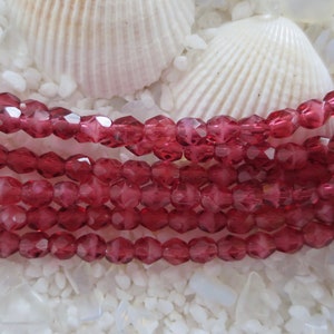 Czech Fire Polish Beads - Pearl/Fuchsia - 4mm - Select 50 or 100 pcs