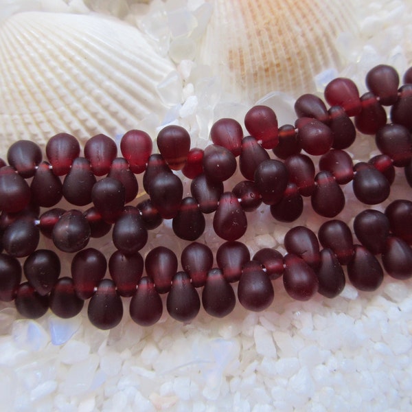 Czech Glass Tear Drop Beads - Matte Garnet - 4x6mm - Select 50 or 100 pcs