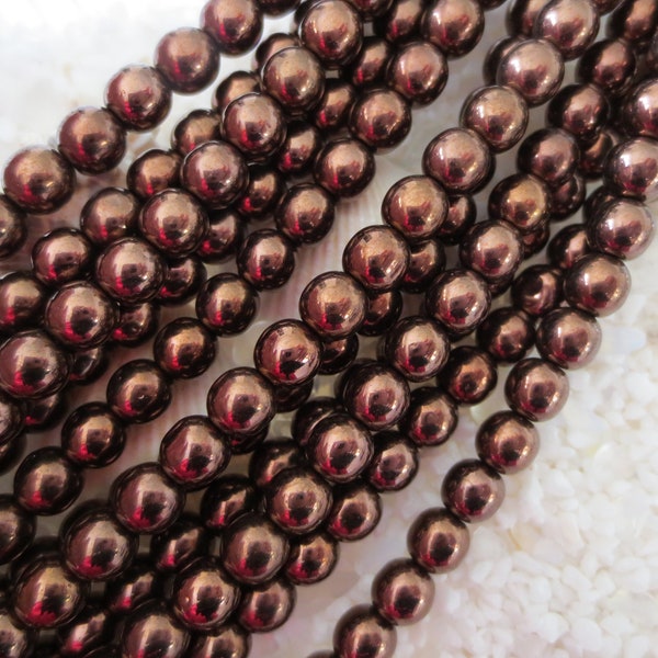 Czech Glass Druk Beads - Dark Bronze - 6mm - Select 50 or 100 pcs