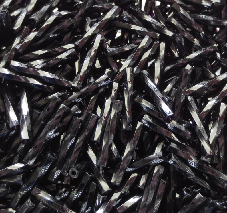 Miyuki Twisted Bugle Beads 2mm x 12mm Black Select 10, 20 or 30 grams image 1