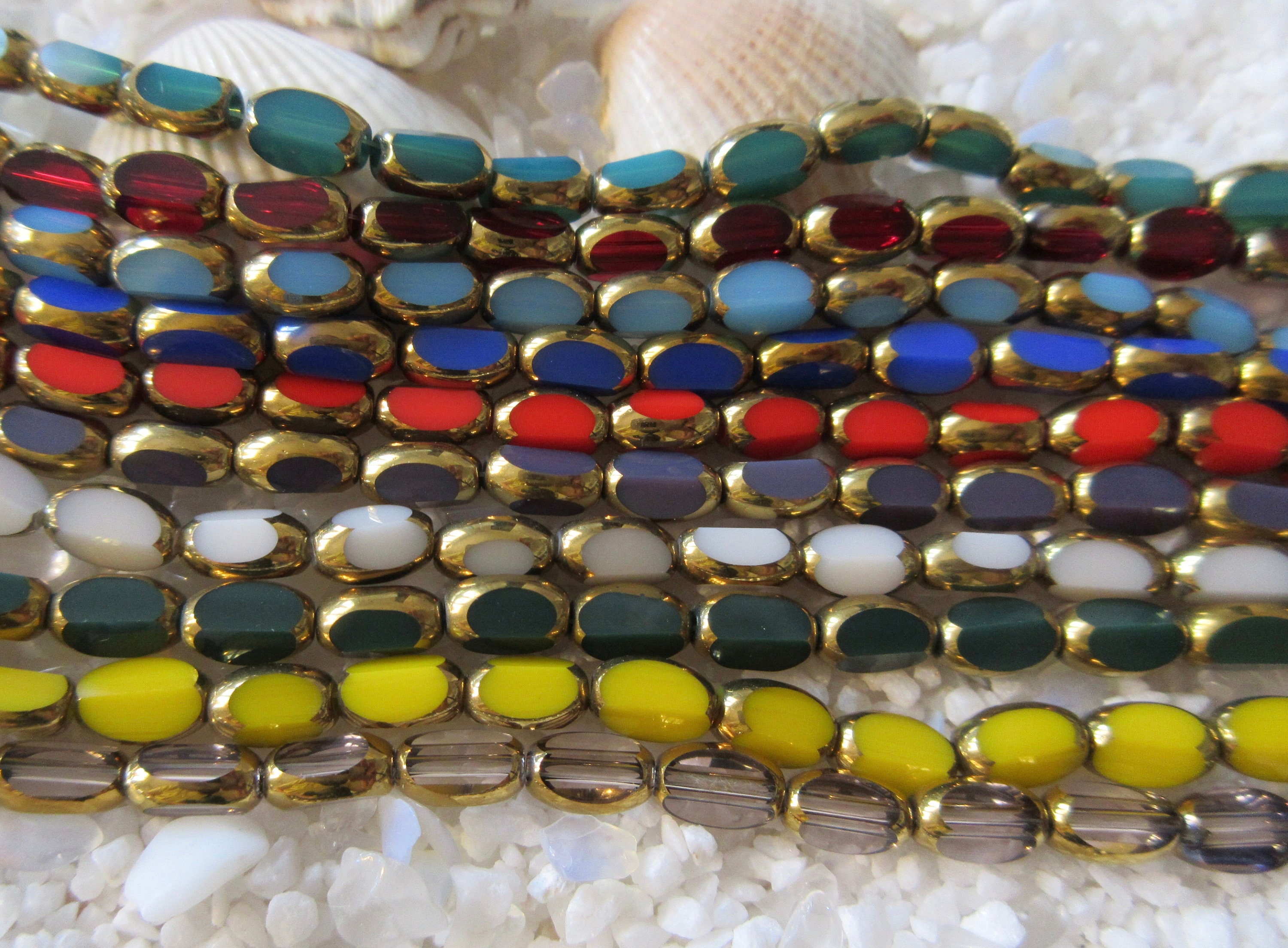 Beaded Rainbow Mosaic Trim - Turquoise, Red, Gold Vintage Venetian Beads, Designer Multi-Color | Beadparadise.com main image 4