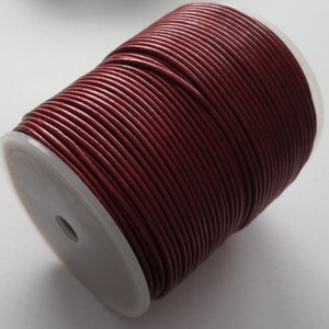 Metallic Leather Cord - 1.5 mm - Maroon/Burgundy - Choice of 3, 6, 12 or 24 meters