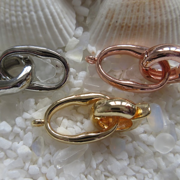 Oval Brass Fold Over Clasps - 20.5x12 mm - Select Color & 2, 4 or 6 pcs