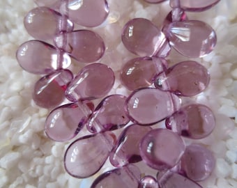 Czech Glass Tear Drop Beads - Light Tanzanite - 6 x 9 mm - Select 50 or 100 pcs