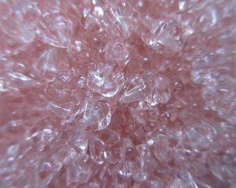 Czech Glass Bell Flower Beads - Transparent Pink- 6mmx8mm - Select 50 or 100 pcs