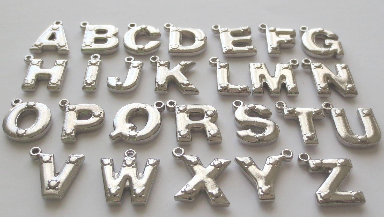 200x Stainless Steel Letter Charms – Alphabet Pendants, 11mm Mixed Loose Beads - View #2