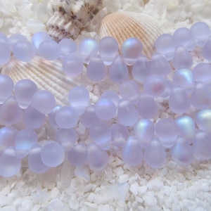 Czech Glass Tear Drop Beads - Frosted Alexandrite AB - 8x6 mm - Select 50 or 100 pcs