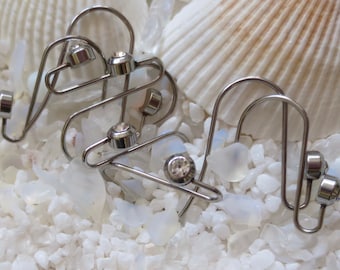 Stainless Steel  & Crystal Earring Hooks - 21mm x 17mm - CHOICE OF 12, 24 or 36 pcs