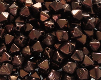 Czech Glass Bicones - 6mm - Dark Bronze - Choice of 50 or 100 pcs