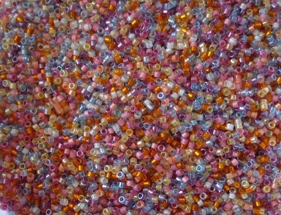 Miyuki DELICA seedbead mix PASSION FLOWER glass seed beads pink and purple cylinder beads 7 grams jewelry making supplies size 110
