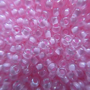 Miyuki Seed Beads - Pink Lined Crystal - 8/0 - Select 10, 15 or 30 grams